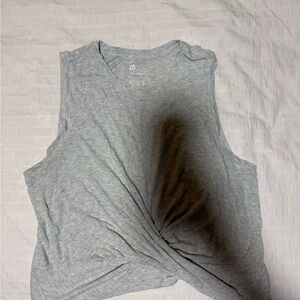 All in Motion Light Gray Twist Front Muscle Tee